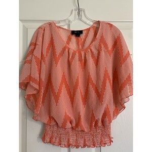 BCX Womens Orange White Polka Dot Cami Shirt Top Blouse Size XS